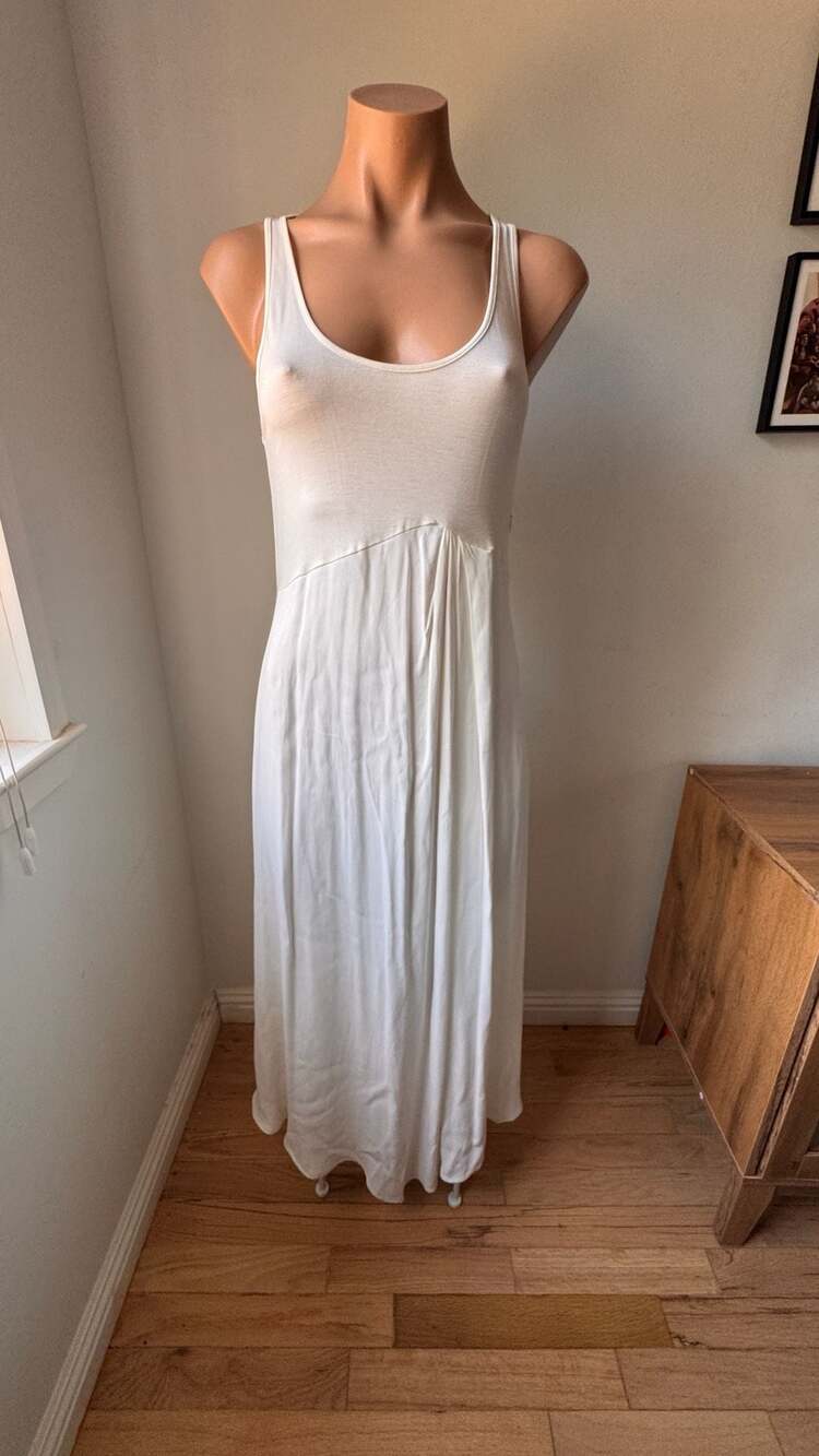 by Anthropologie Sleeveless White Tank Maxi Dress with Gathered Detail - Picture 2 of 7